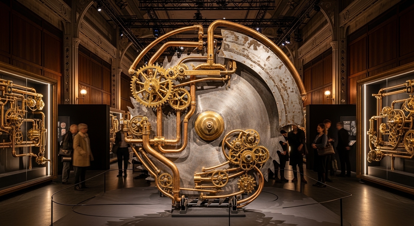 Concept for a stylized giant circular saw display