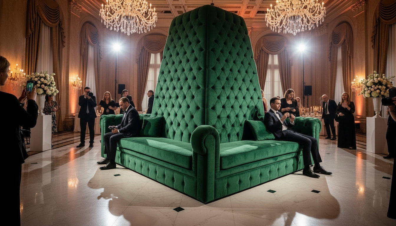 Concept for a giant high-back sofa at an indoor event