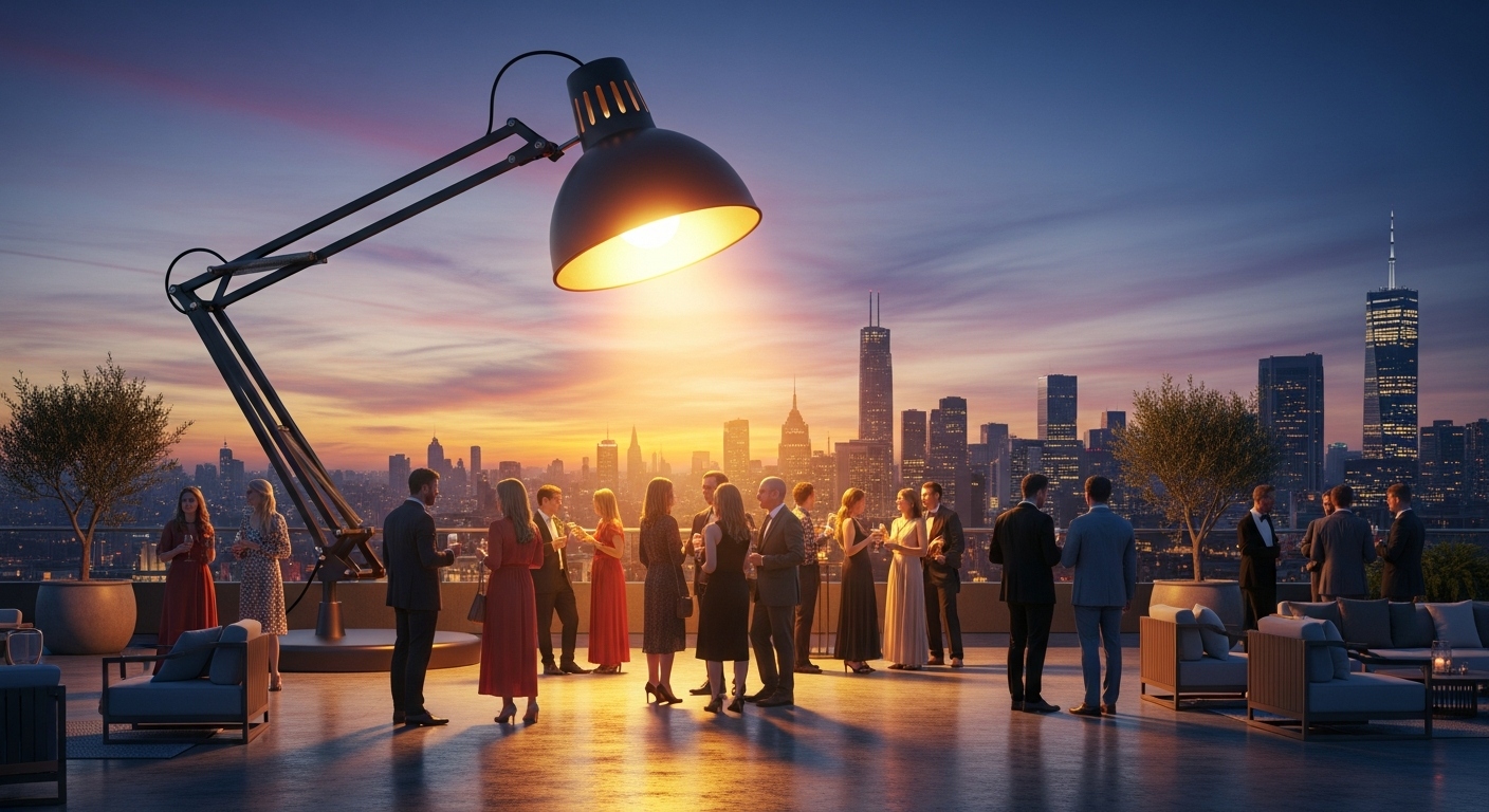 Concept for a giant desk lamp at an outdoor event