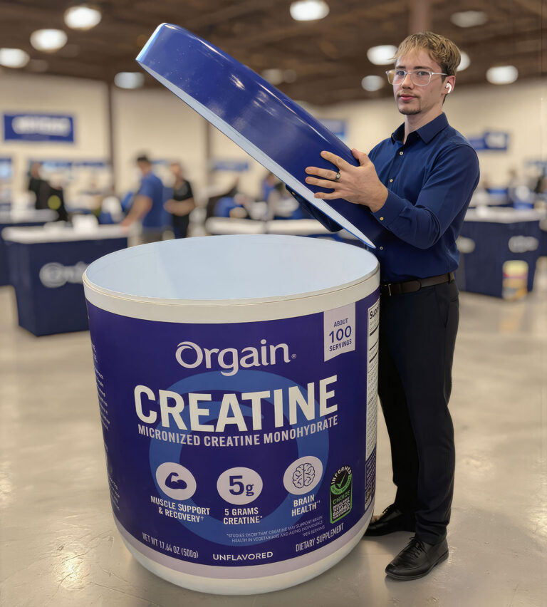 Orgain 4-Foot Functional Giant Product Replica.