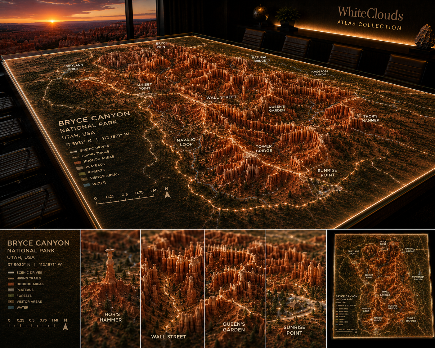 WhiteClouds Atlas concept featuring Bryce Canyon National Park topography