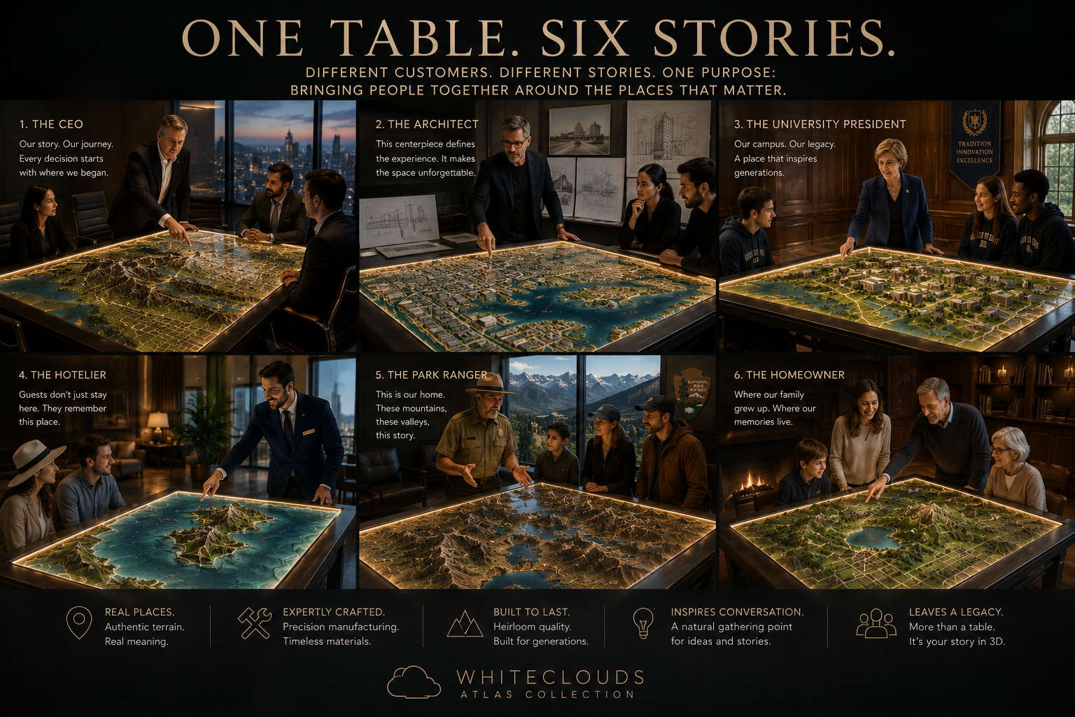WhiteClouds Atlas concept featuring Atlas Studio Table topography