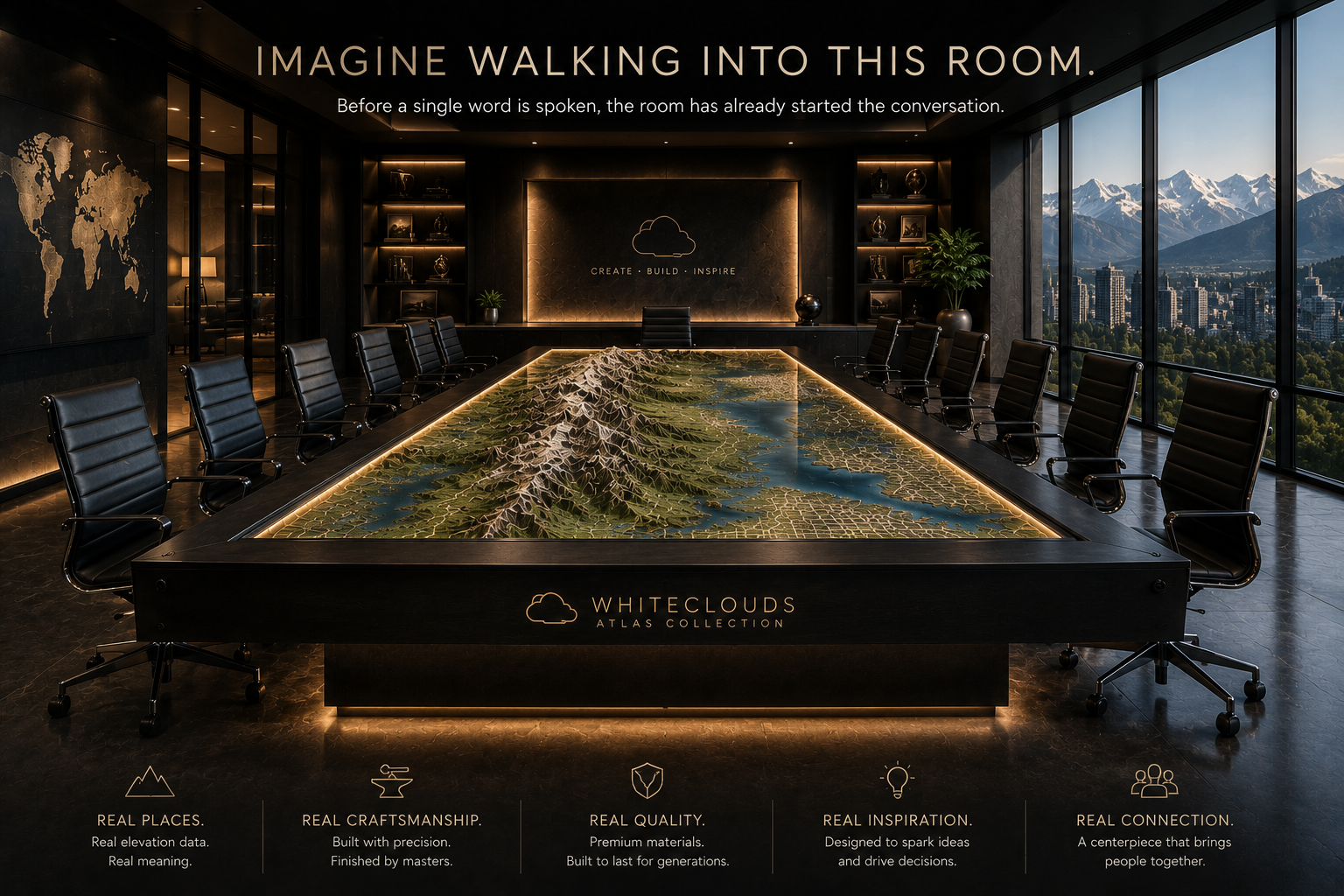 WhiteClouds Atlas concept featuring Atlas Grand Conference Table topography