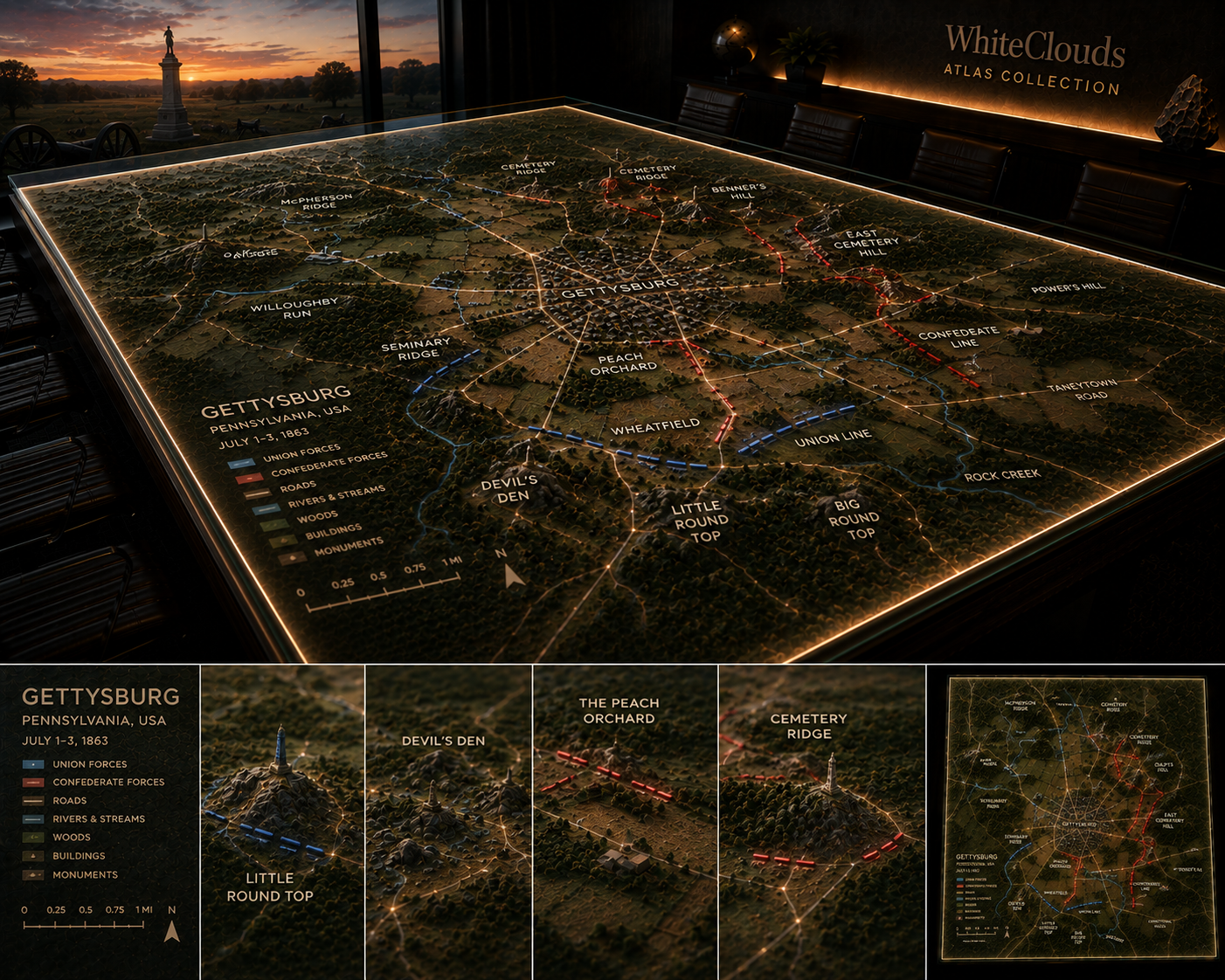 WhiteClouds Atlas concept featuring Gettysburg topography