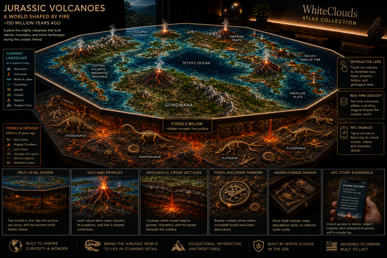 WhiteClouds Atlas concept featuring Jurassic Volcanoes topography