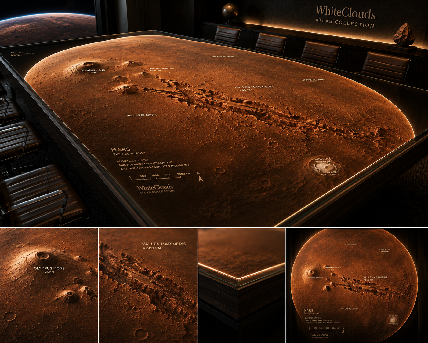 WhiteClouds Atlas concept featuring Mars topography