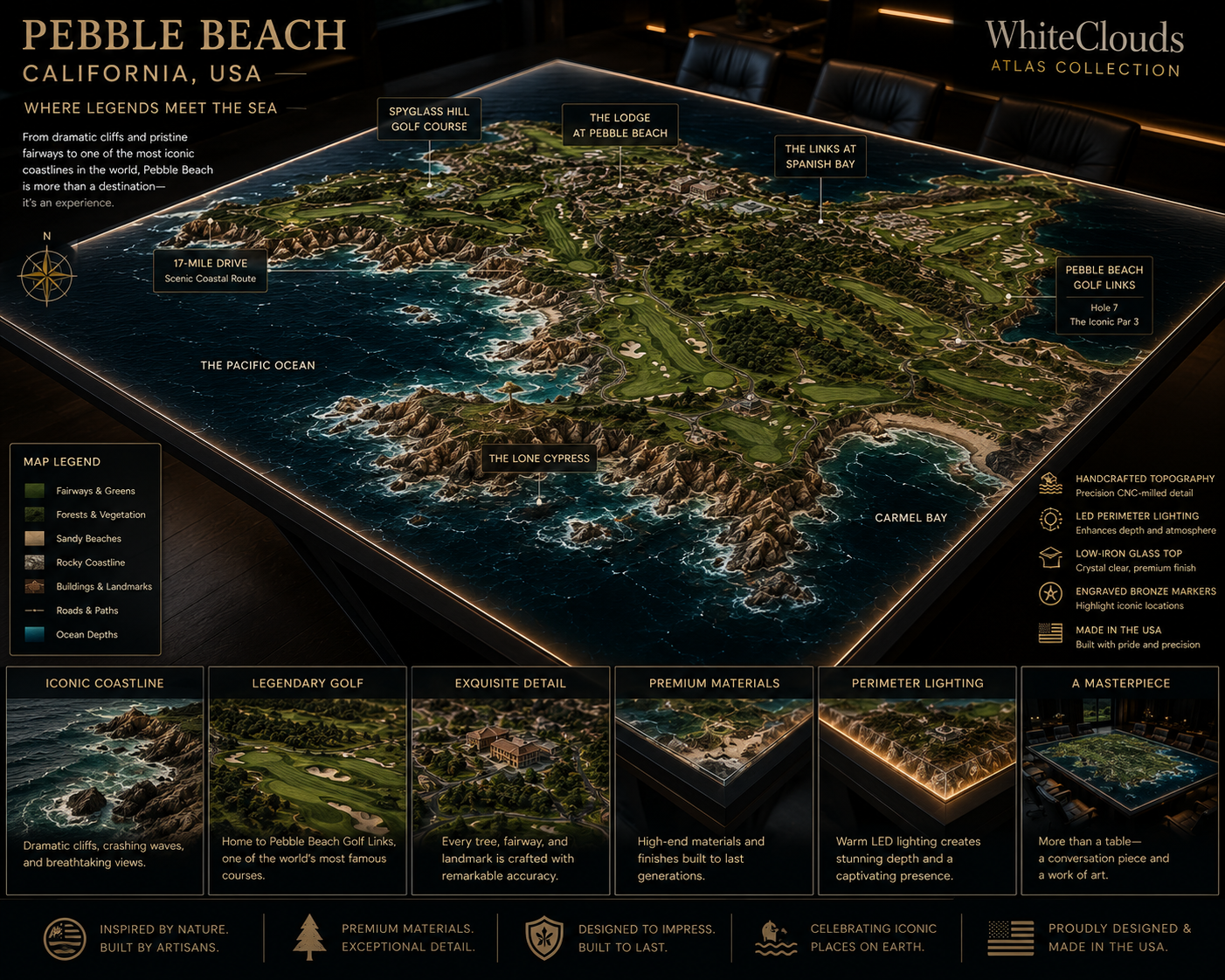 WhiteClouds Atlas concept featuring Pebble Beach topography