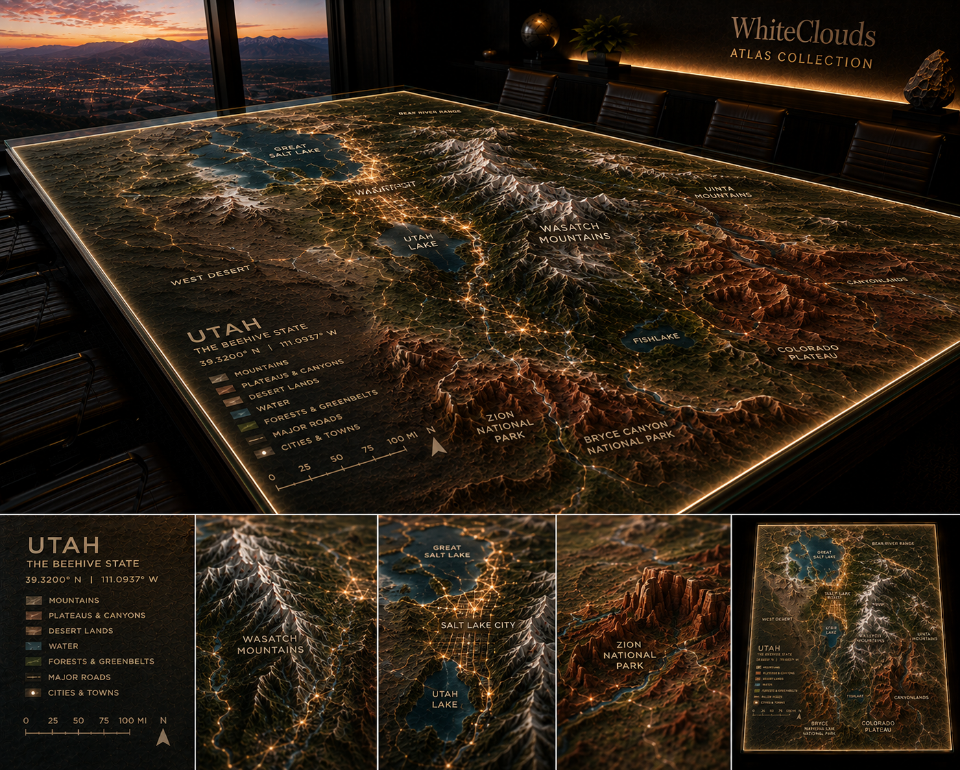 WhiteClouds Atlas concept featuring Utah topography