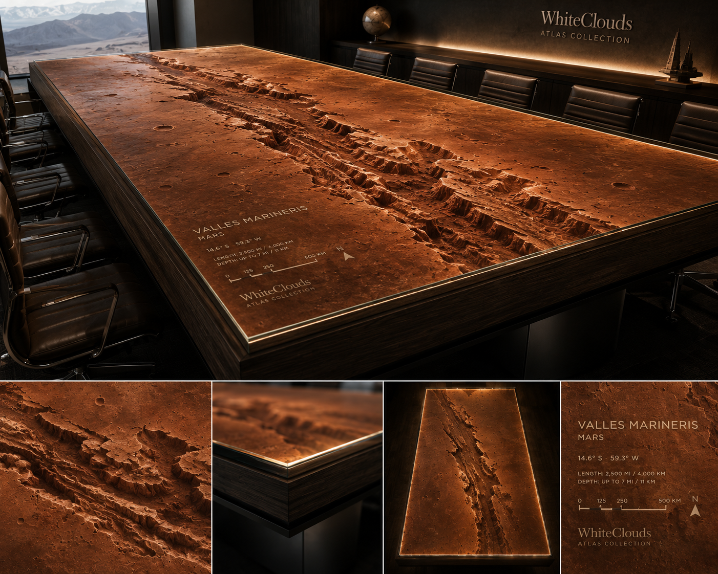 WhiteClouds Atlas concept featuring Valles Marineris topography