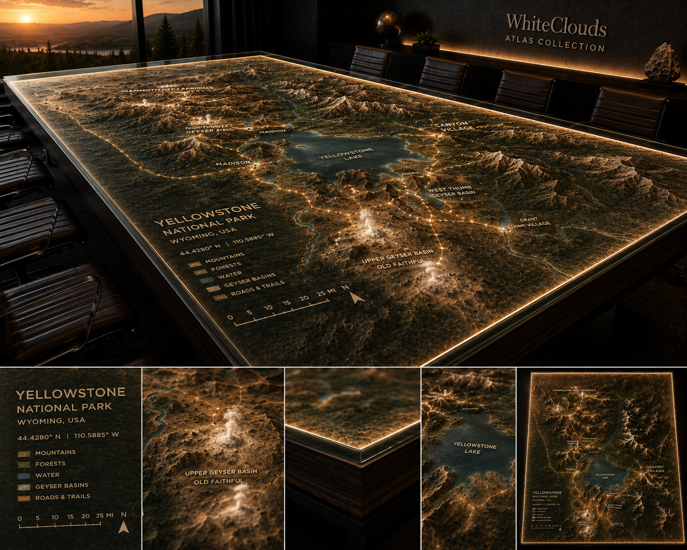 WhiteClouds Atlas concept featuring Yellowstone National Park topography