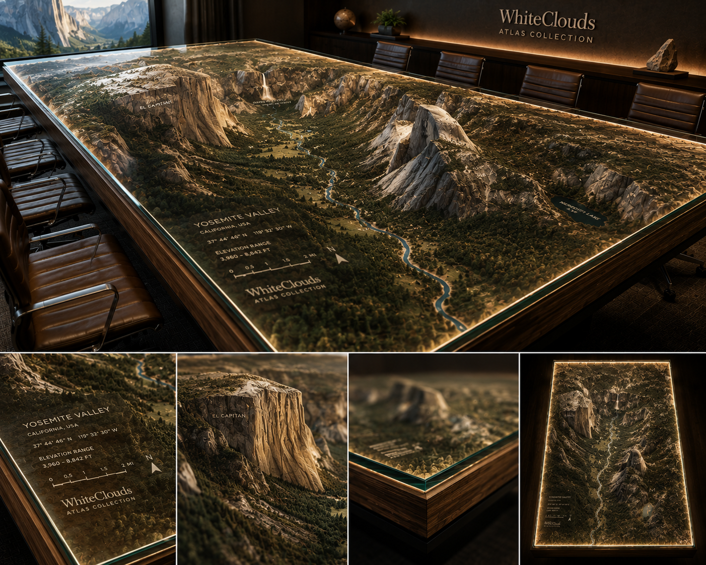 WhiteClouds Atlas concept featuring Yosemite Valley topography