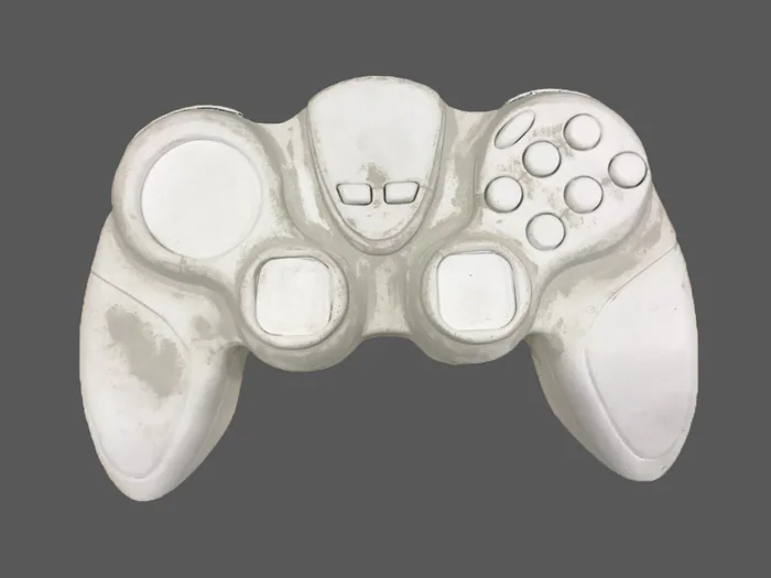 Carved foam controller before finishing.