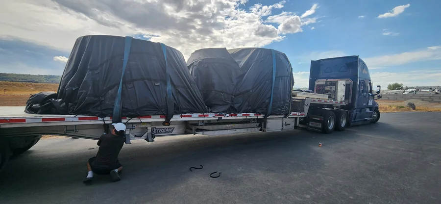 Oversized nutcracker sections protected for freight shipment to Minnesota