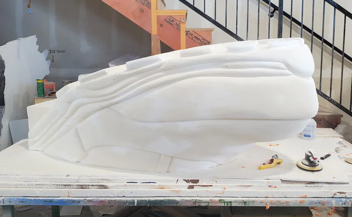 Faux mud carved from foam