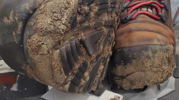Faux mud hiking boot foam prop
