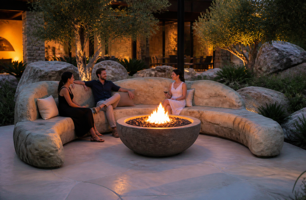 RB-114 — Fire Feature Rock Bench
