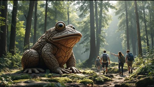 Giant Frog Statue in forest