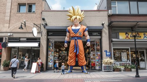 Giant Goku Statue bookstore