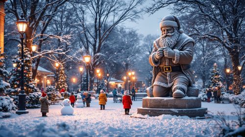 Giant Santa Statue Christmas Village