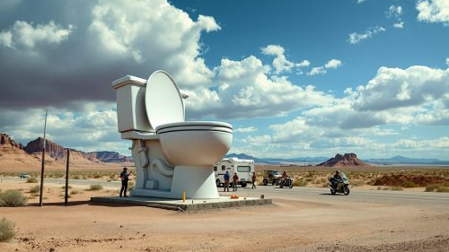 Giant Toilet Statue in desert