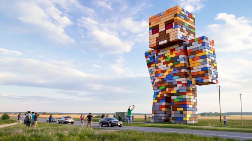 Giant _Minecraft Statue roadside
