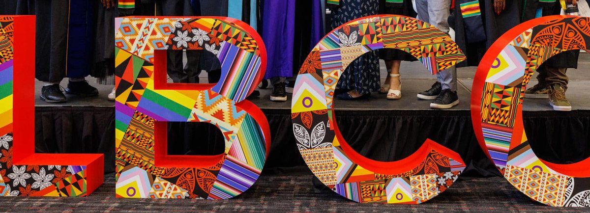 Custom laminated graphic foam letters fabricated for Long Beach City College.