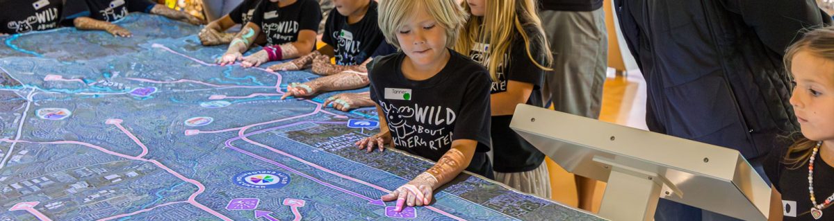 Interactive 3D raised relief map used for projection mapping