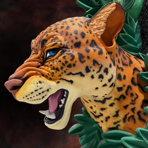 Rainforest Cafe sign Jaguar's head closeup