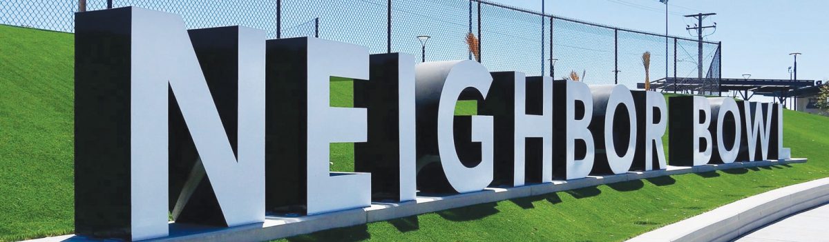 Athletic venue giant metal letters