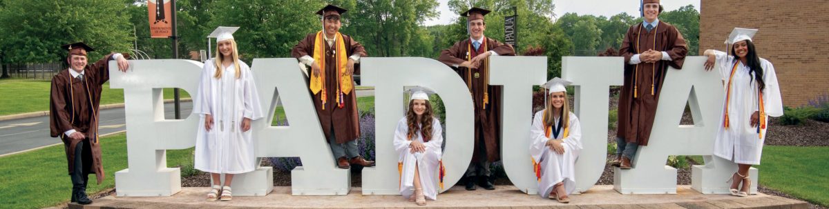 Padua Metal School Campus Letters with graduating students