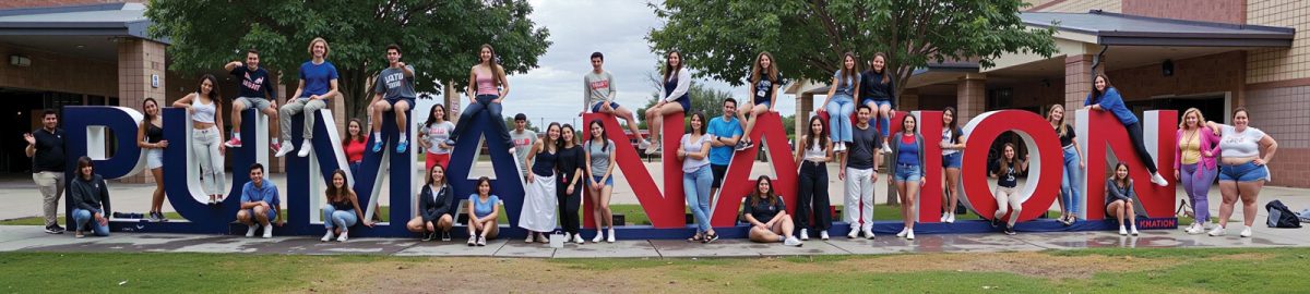 Puma Nation Metal Letter Display with Students